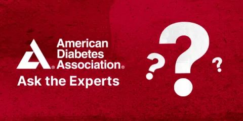 American Diabetes Association Ask the Experts with question marks
