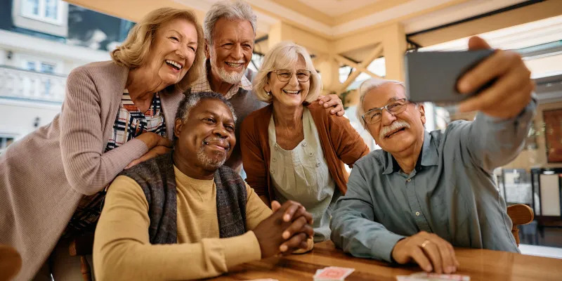 Group of seniors taking a selfie